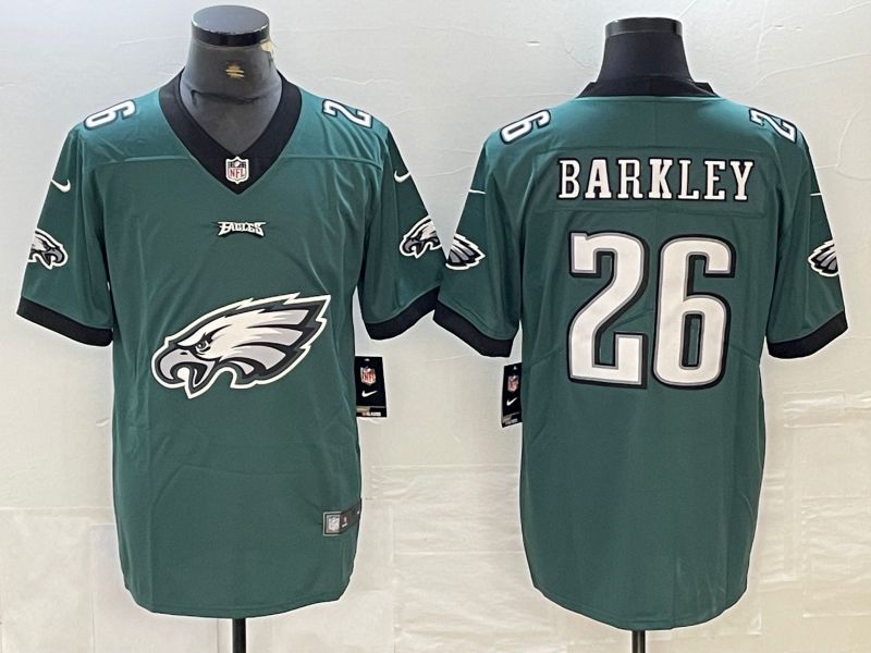 Men Philadelphia Eagles #26 Barkley Green 2024 Nike Brigade logo Limited NFL Jersey style 1